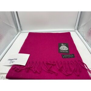 vintage magenta Lambswool Fringe Scarf Made in Uruguay Woolmark Dry Clean Only